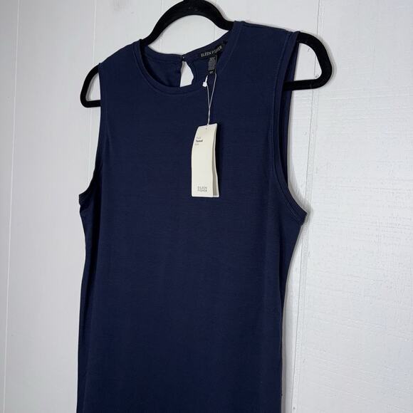 Eileen Fisher Women’s Fluid Tencel Knit Tank Dress Navy Blue Size Small NWT - Picture 3 of 6